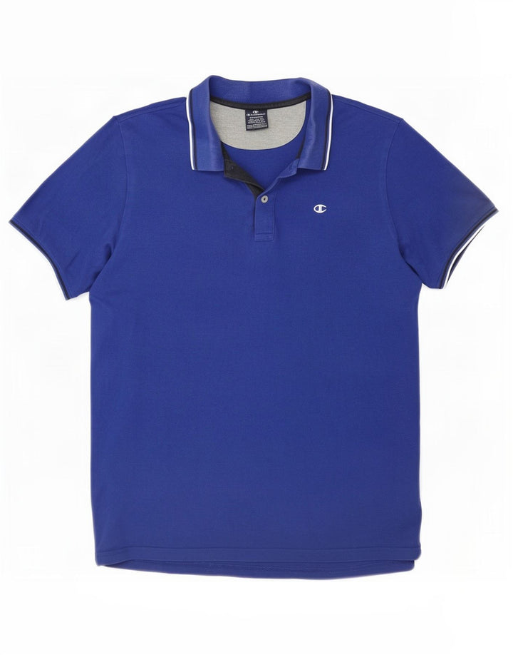 Polo da uomo Champion in cotone blu medio