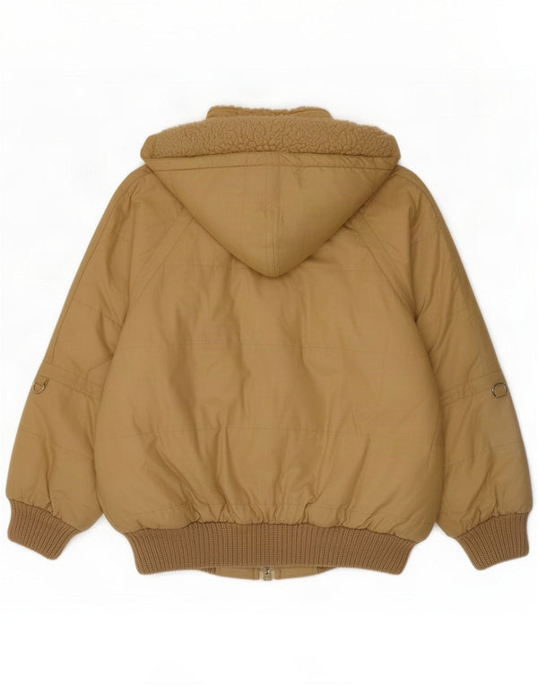 Giacca sherpa vintage da uomo con cappuccio UK 40 Large Beige Poliestere