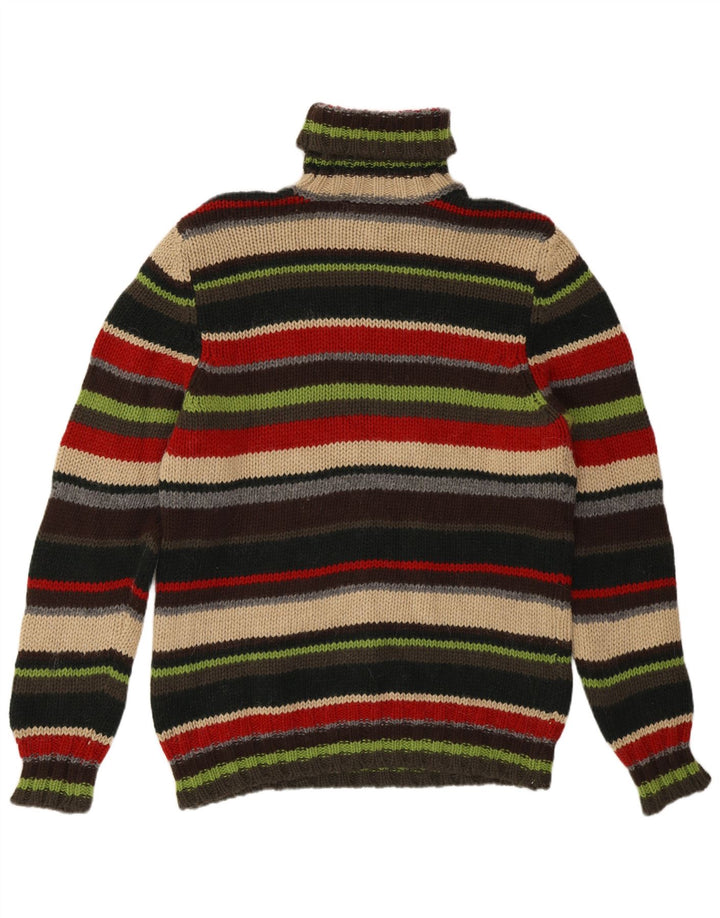 Maglione da uomo a collo alto Sisley in lana a righe verde medio
