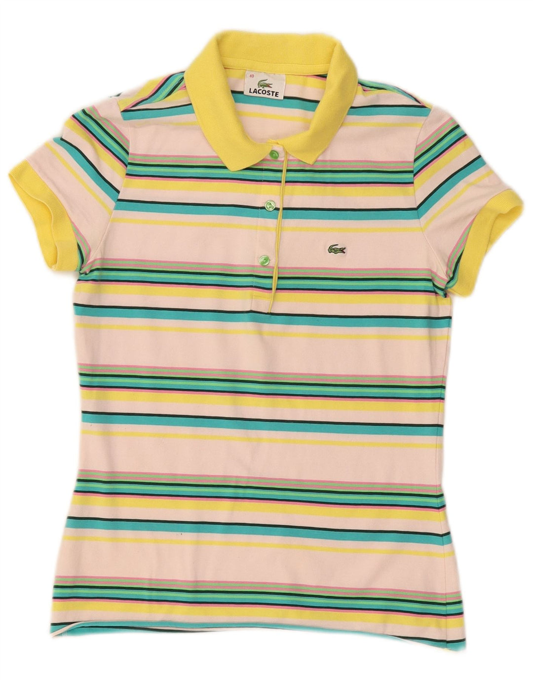 Polo da donna LACOSTE taglia 40 cotone a righe multicolore medio