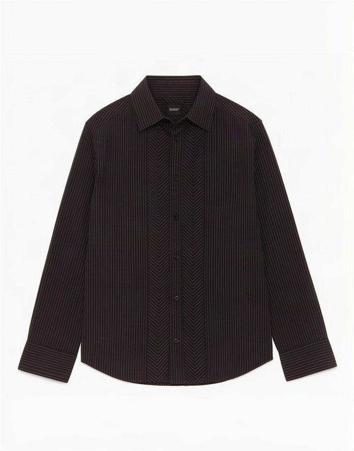 Camicia Uomo Guess Piccola Gessata Nera in Cotone