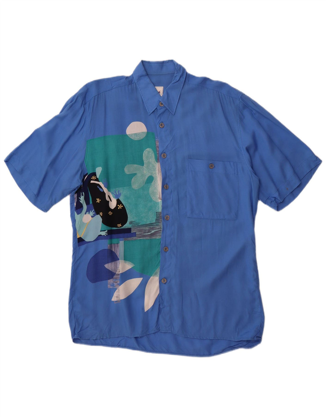 Studio Coletti Camicia grafica da uomo a maniche corte taglia 15 39/40 Blu medio