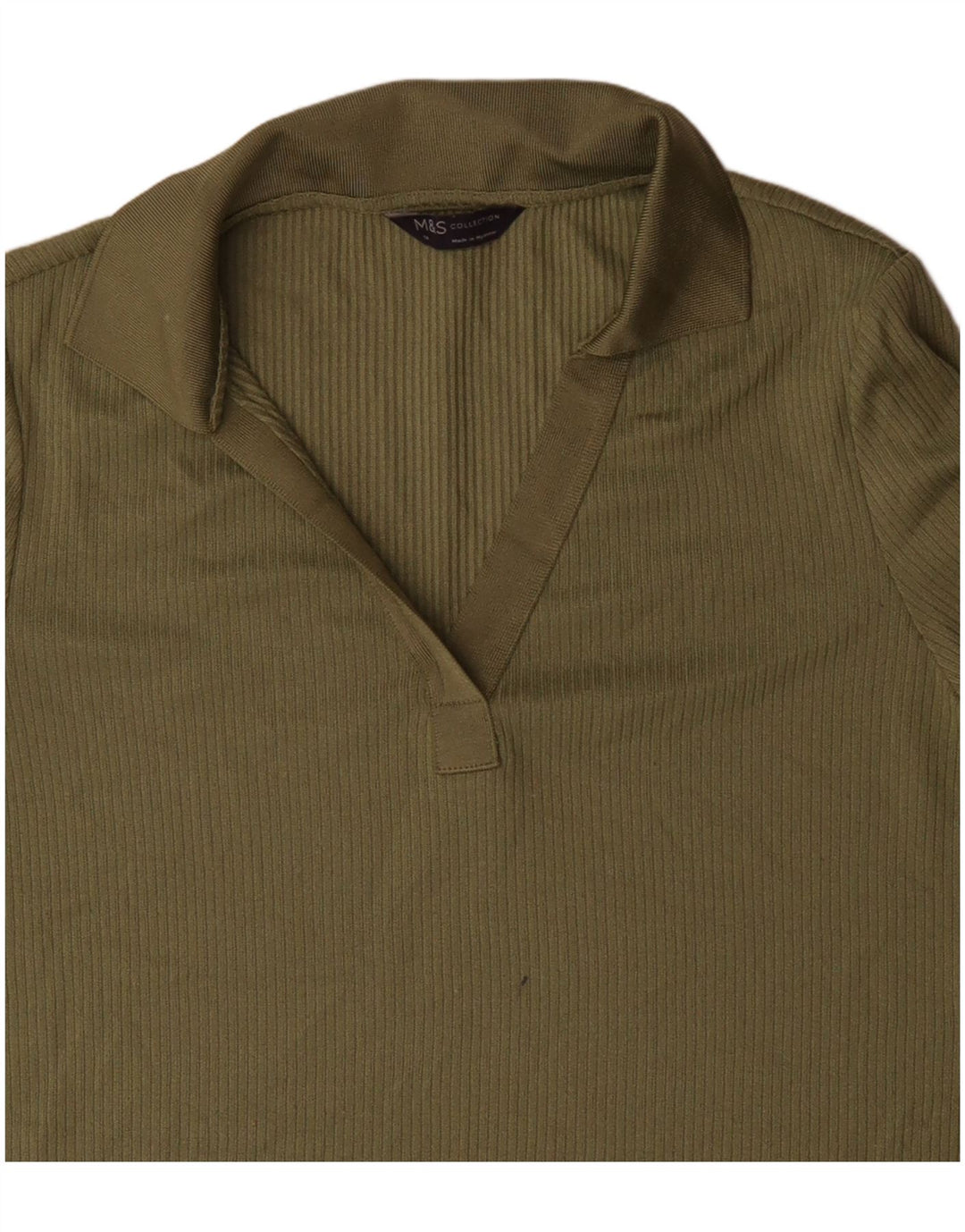 Polo a maniche lunghe da donna Marks & Spencer UK 14 Large Verde Poliestere