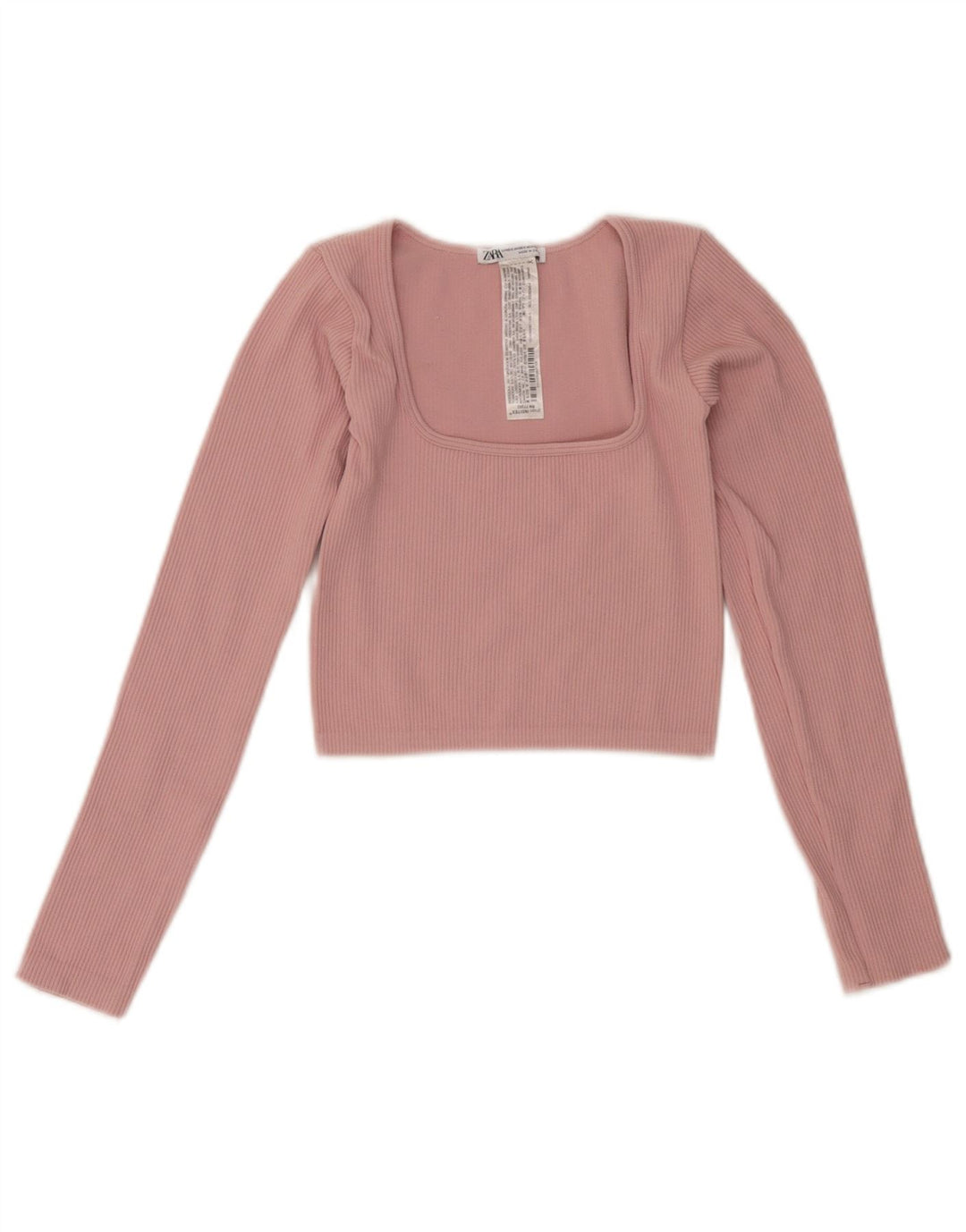 Top corto da donna Zara a maniche lunghe UK 4 XS rosa poliammide