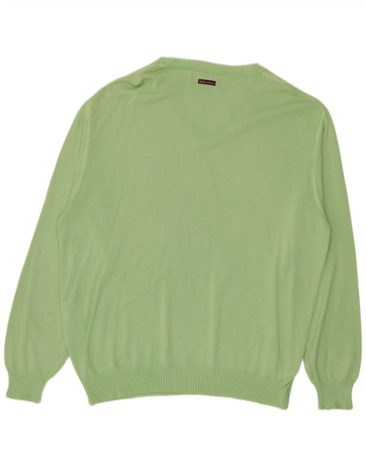 Marlboro Classics Maglione da uomo con scollo a V XL in cotone verde