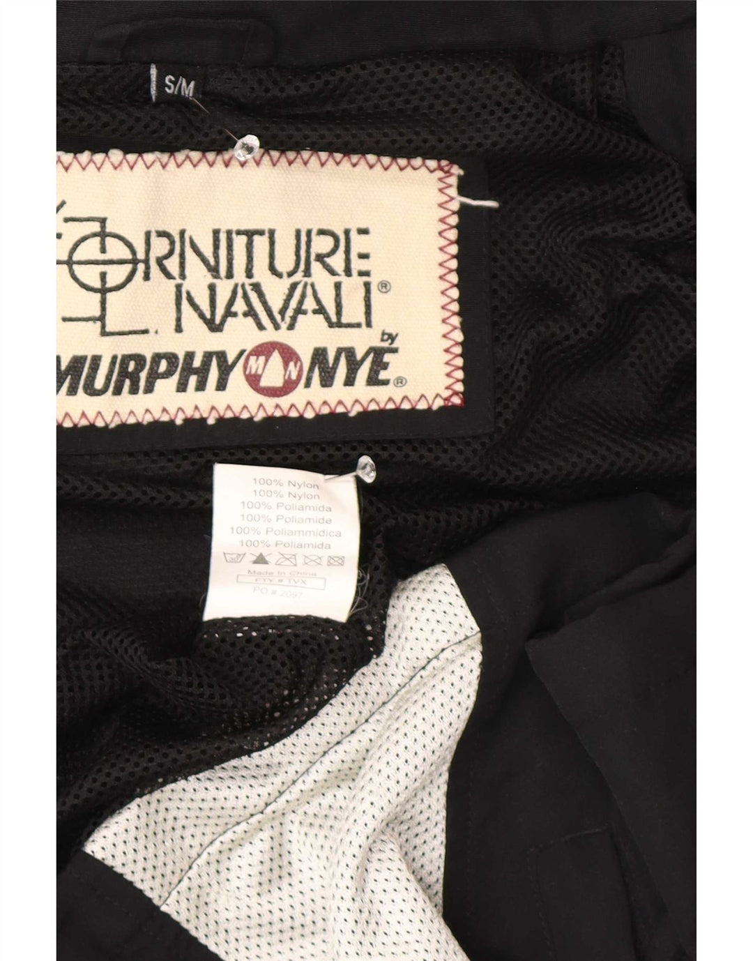 Giacca antipioggia con cappuccio grafica da uomo Murphy & Nye UK 36 Small Black Colourblock