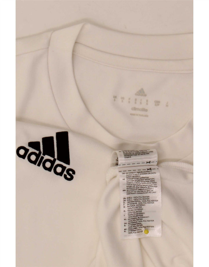 T-shirt Adidas Climalite da uomo piccola in poliestere bianco