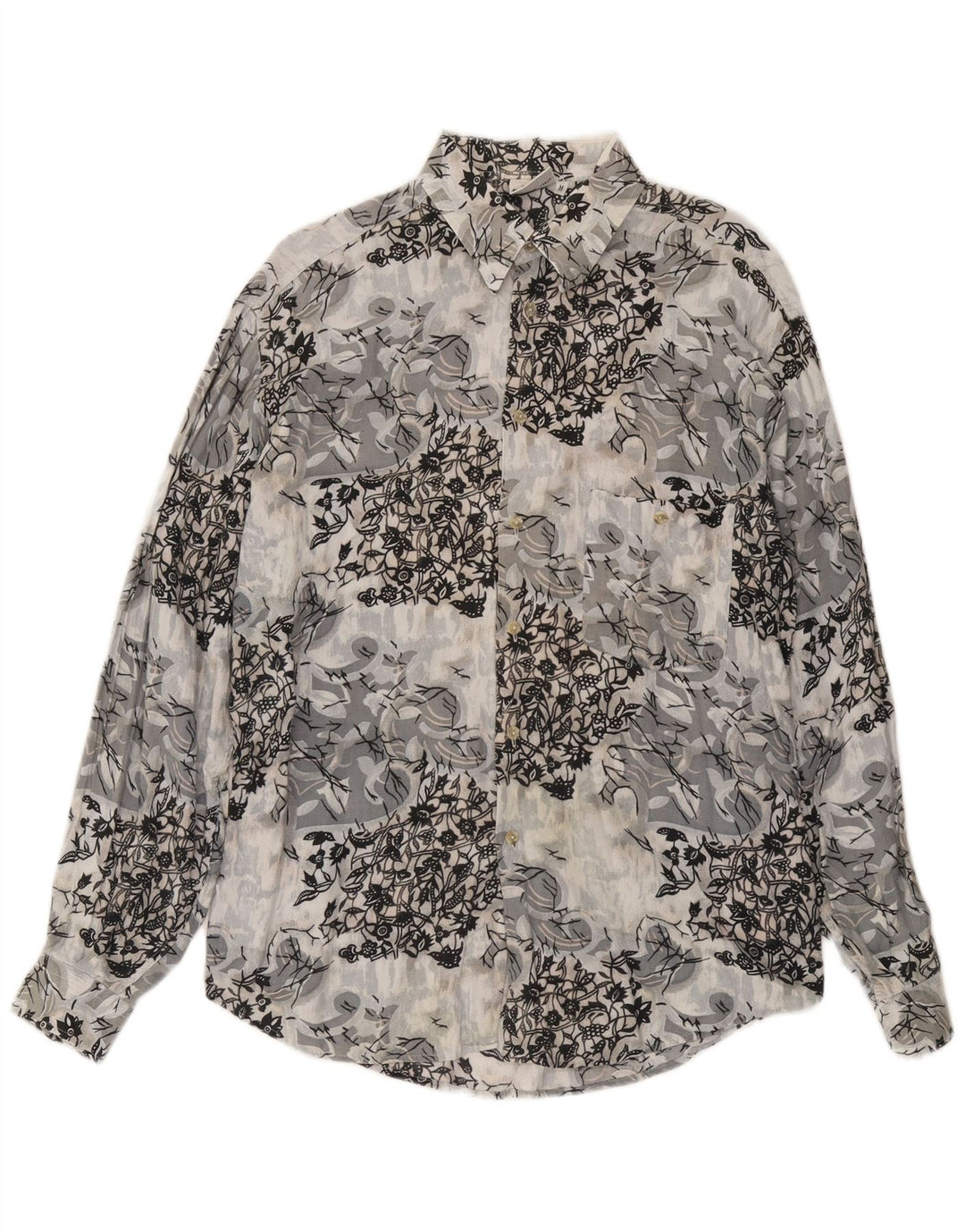 CRIVER Camicia Uomo Viscosa Floreale Grigio Medio