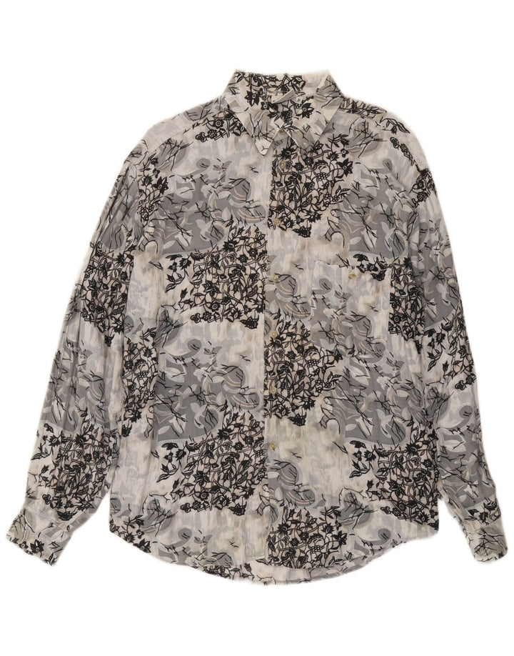 CRIVER Camicia Uomo Viscosa Floreale Grigio Medio