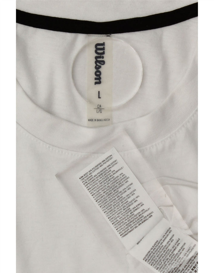 T-shirt grafica da uomo Wilson Top grande in poliestere bianco