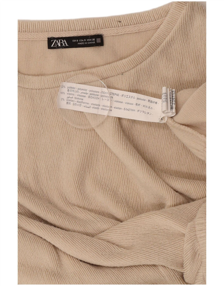 Camicetta oversize a maniche lunghe da donna Zara UK 10 Small Beige Poliestere