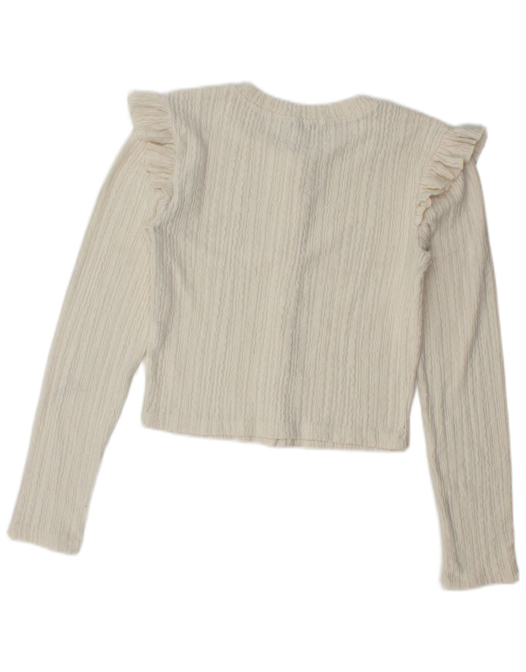 Maglione cardigan corto da donna Zara UK 12 poliestere bianco sporco medio