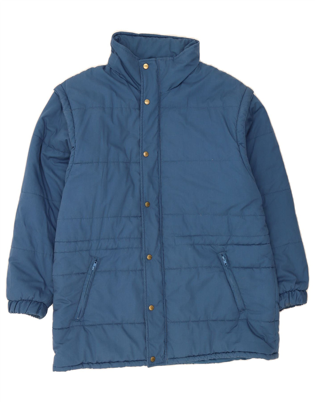 VINTAGE Mens Hooded Padded Coat UK 40 Large Blue Polyester Vintage Vintage and Second-Hand Vintage from Messina Hembry 