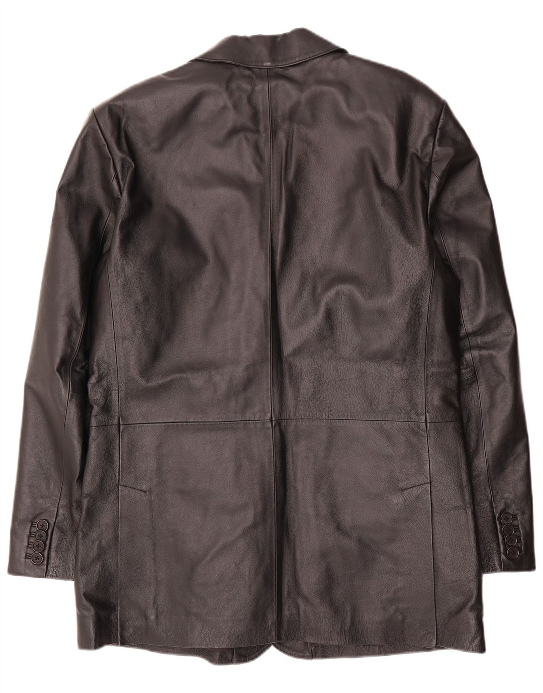 Giacca blazer in pelle da uomo a 2 bottoni VINTAGE UK 40 grande nera