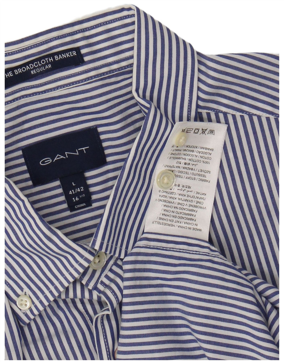 GANT Camicia da uomo vestibilità regolare taglia 41/42 16 1/2 grande gessato blu navy