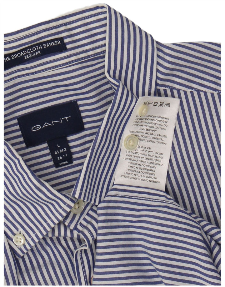 GANT Camicia da uomo vestibilità regolare taglia 41/42 16 1/2 grande gessato blu navy