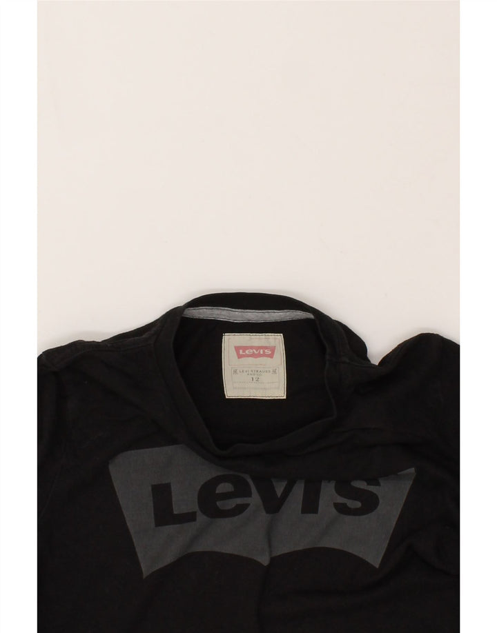 LEVI'S Boys Graphic Top Long Sleeve 11-12 Years Black Cotton Vintage Levi's and Second-Hand Levi's from Messina Hembry 