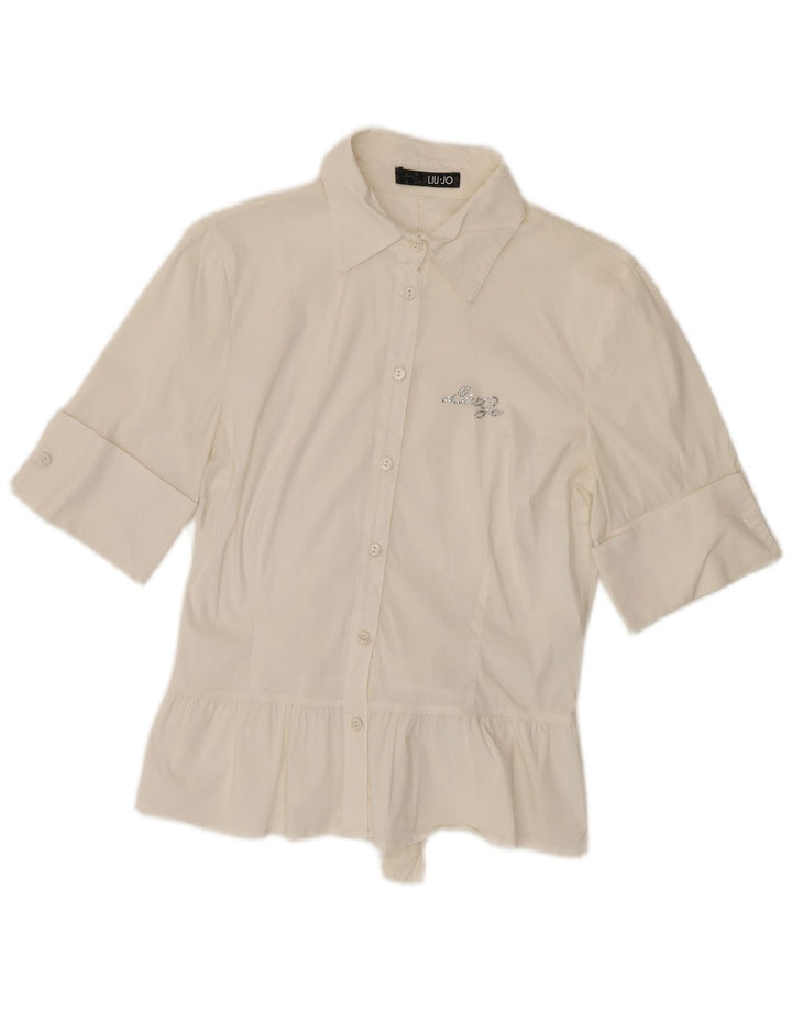 Camicia Donna Liu Jo Manica Corta IT 44 Cotone Bianco Medio