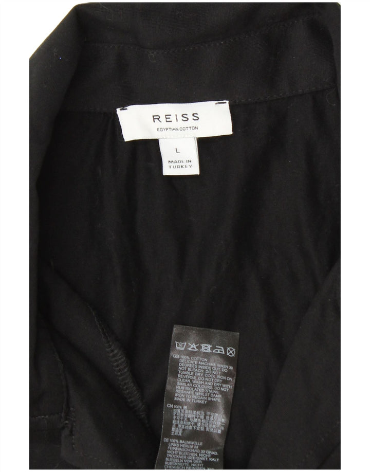 Camicia a maniche corte da uomo Reiss grande in cotone nero