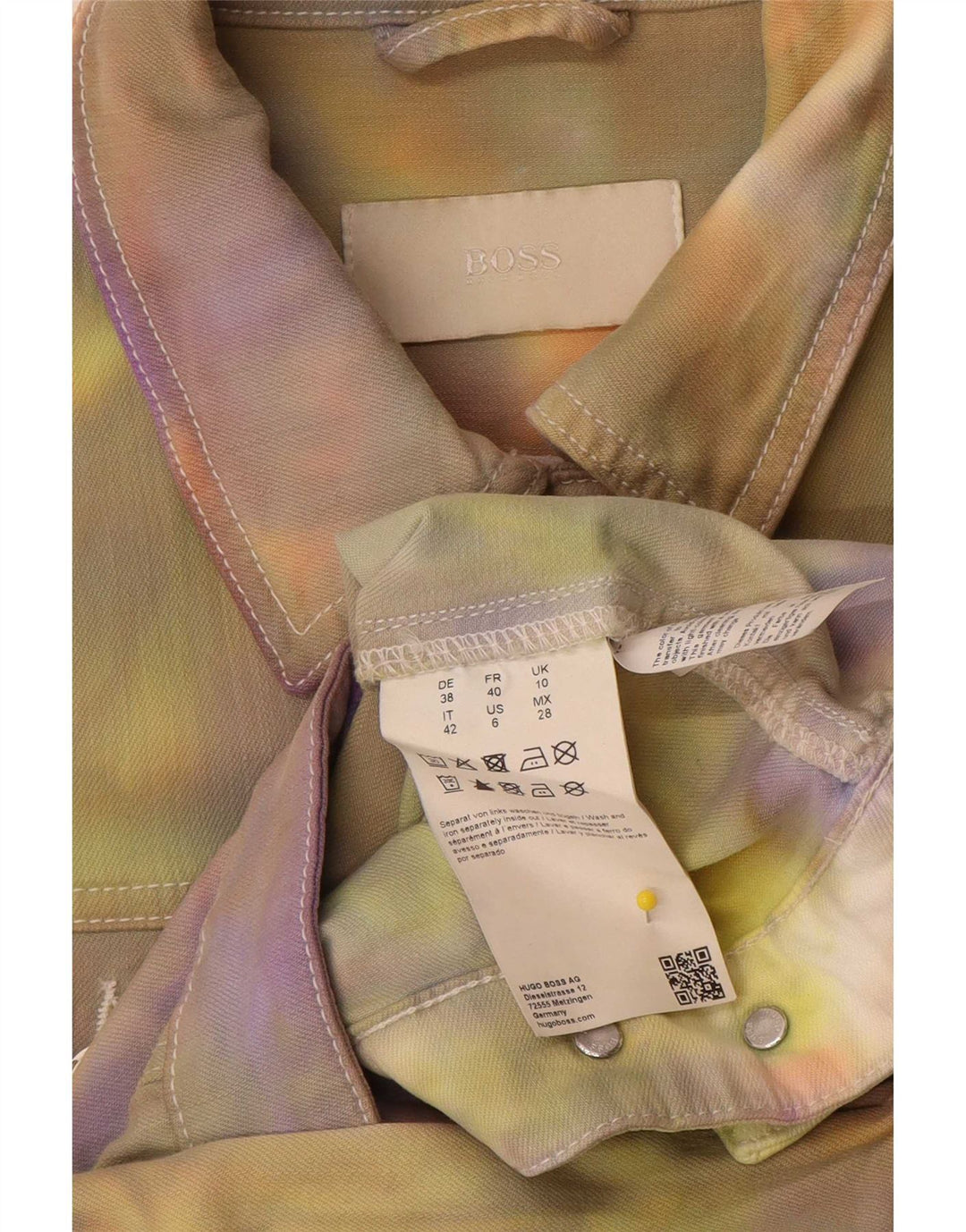 Giacca di jeans da donna Hugo Boss UK 10 Small Cotone tie-dye multicolore