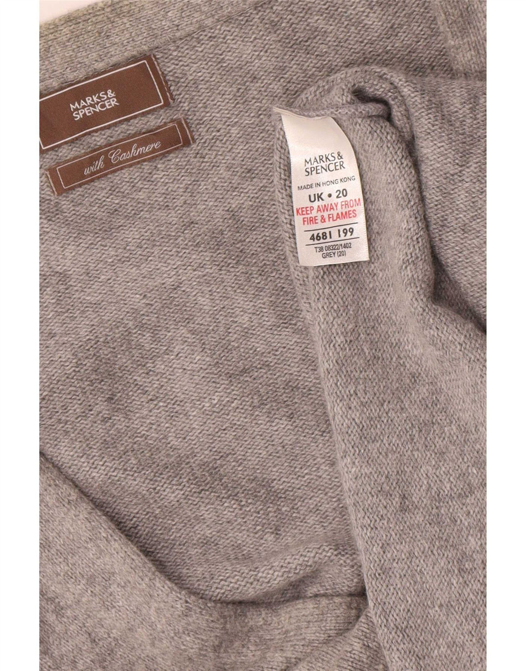 Maglione cardigan da donna Marks & Spencer UK 20 2XL Cashmere grigio