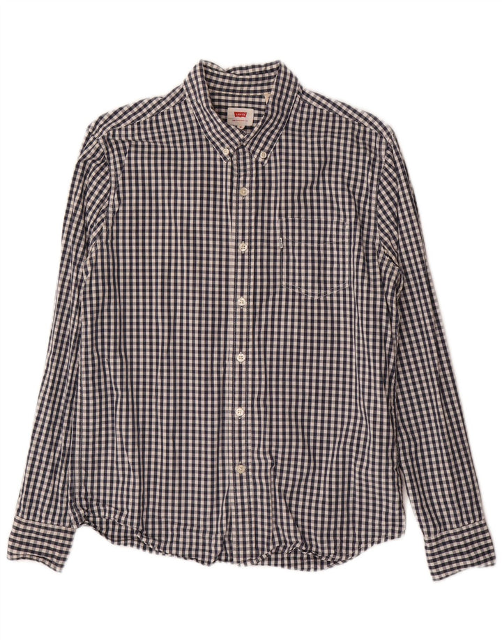 LEVI'S Camicia da uomo in cotone a quadretti blu navy medio