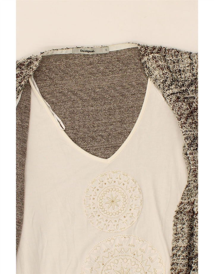 DESIGUAL Womens Cardigan Top UK 10 Small Grey Flecked Vintage Desigual and Second-Hand Desigual from Messina Hembry 