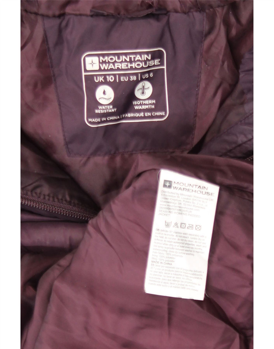 Giacca imbottita con cappuccio da donna Mountain Warehouse UK 10 Small Maroon