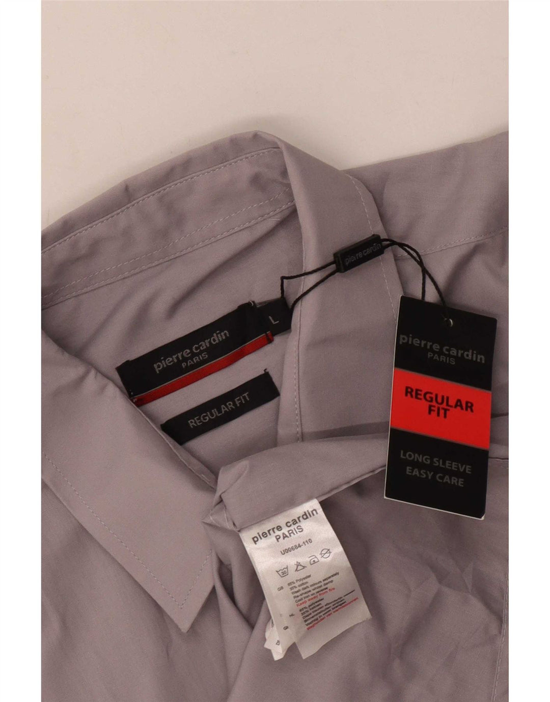 Camicia da uomo dalla vestibilità regolare Pierre Cardin, grande, in poliestere grigio