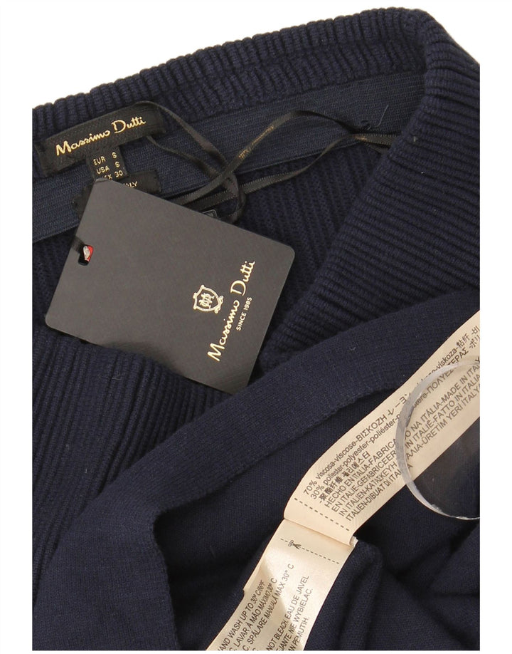 Gonna a trapezio da donna in maglia Massimo Dutti piccola W26 in viscosa blu navy