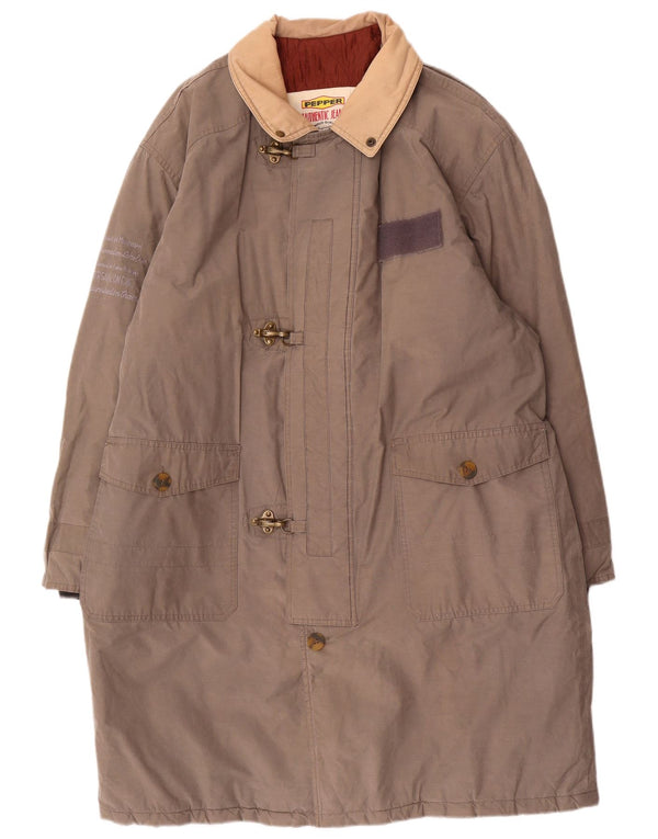 Cappotto imbottito vintage da uomo UK 42 XL in cotone grigio