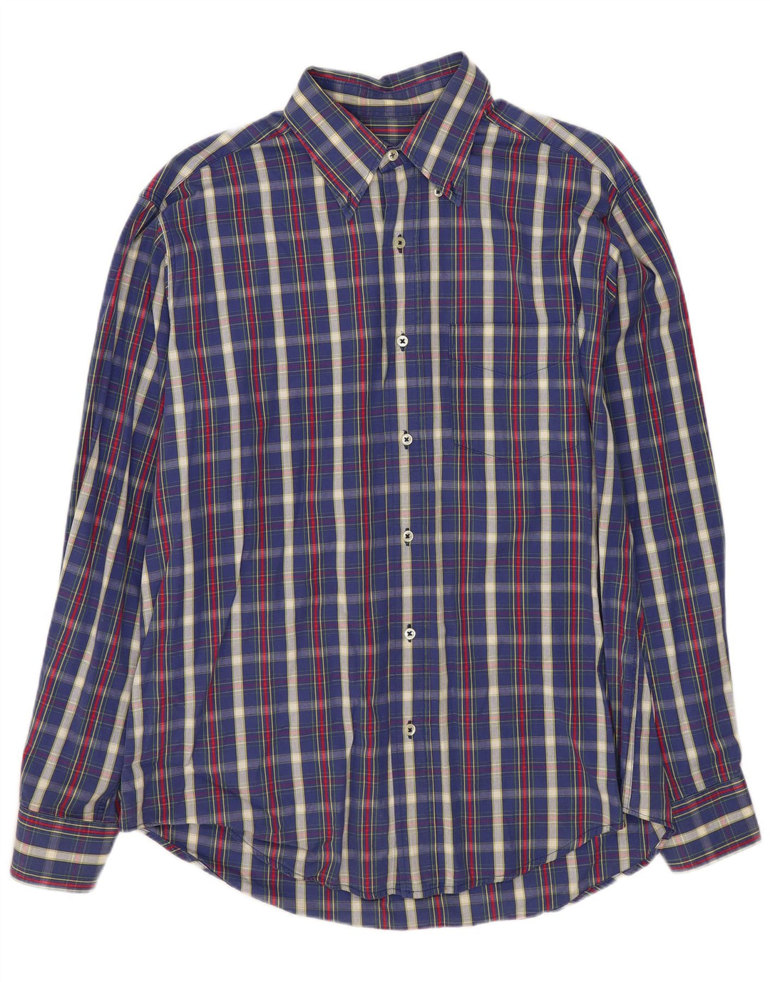 Camicia da uomo Benetton a quadri piccoli blu navy