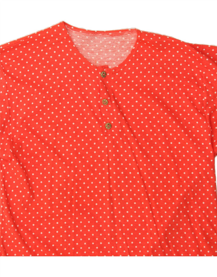 VINTAGE Womens T-Shirt Top UK 14 Medium Orange Polka Dot Vintage Vintage and Second-Hand Vintage from Messina Hembry 