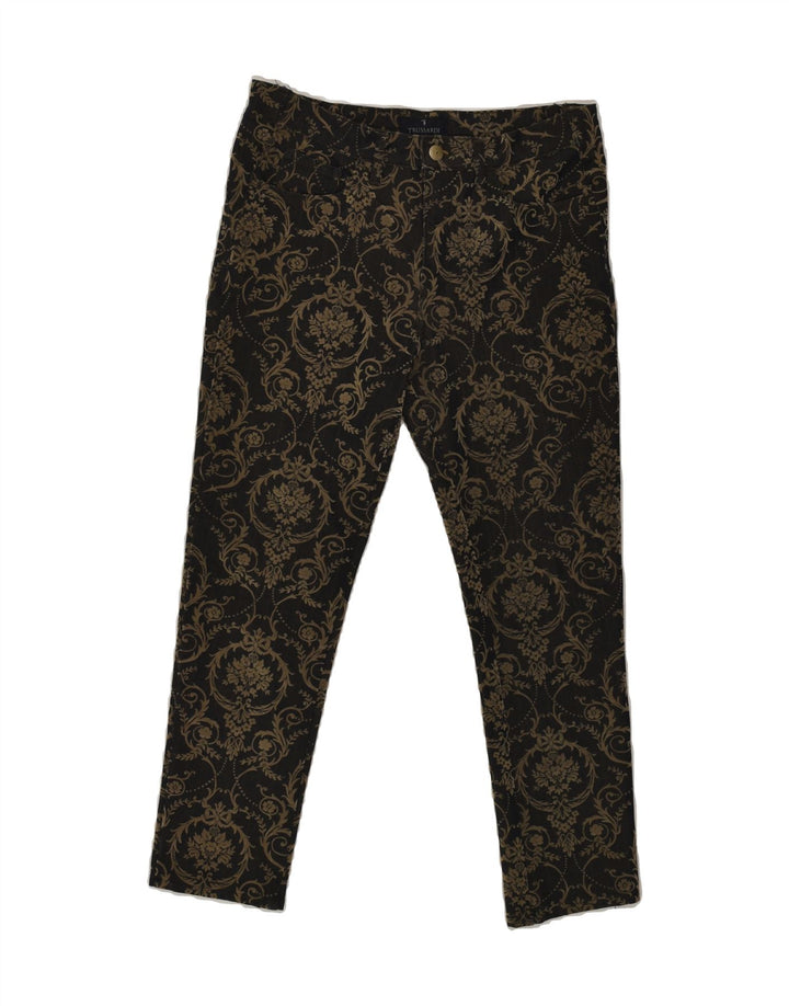 TRUSSARDI Womens Slim Casual Trousers W28 L24  Black Floral | Vintage Trussardi | Thrift | Second-Hand Trussardi | Used Clothing | Messina Hembry 