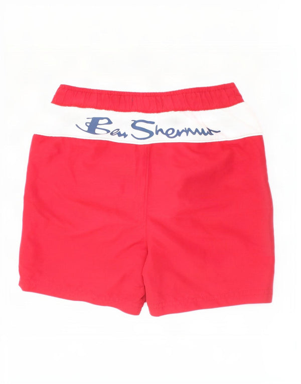 Pantaloncini da bagno grafici per ragazzi Ben Sherman 7-8 anni Rosso color block