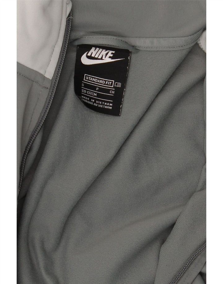 NIKE Boys Standard Tracksuit Top Jacket 8-9 Years Small Grey Colourblock
