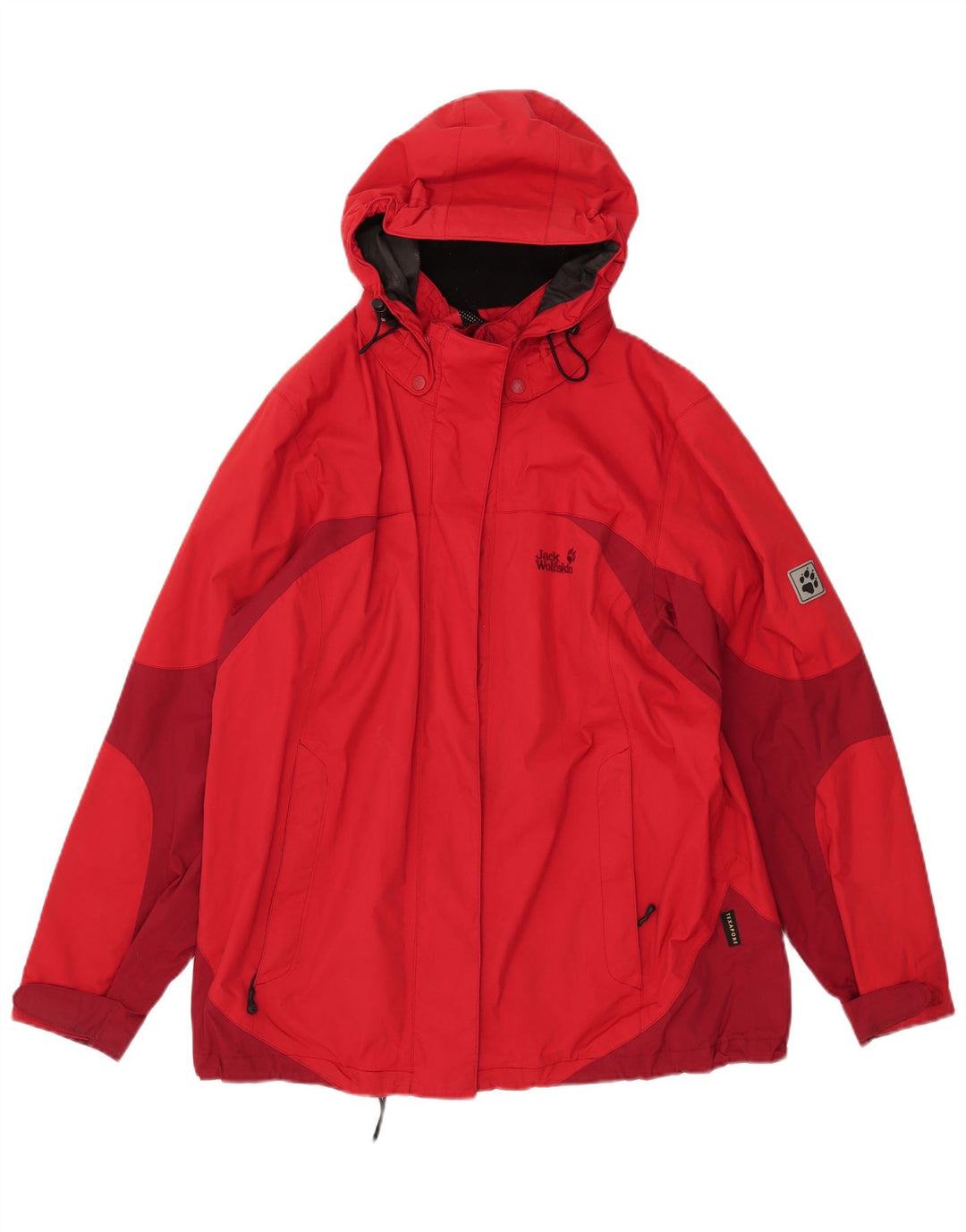 Giacca antipioggia con cappuccio da donna Jack Wolfskin UK 18/20 XL rosso poliammide