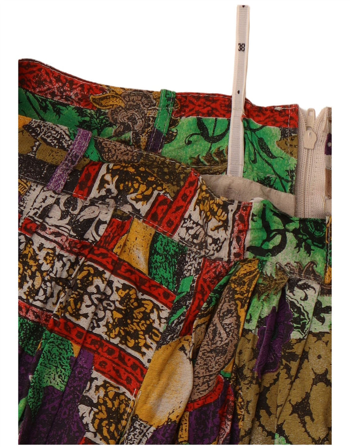 Gonna a trapezio a vita alta da donna VINTAGE EU 38 media W26 multicolore