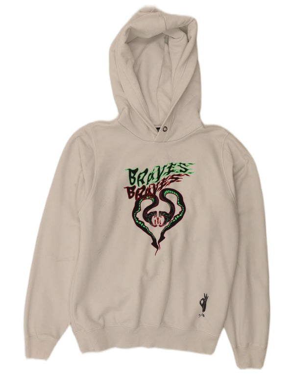 Felpa con cappuccio grafica da uomo Diesel XS in cotone bianco