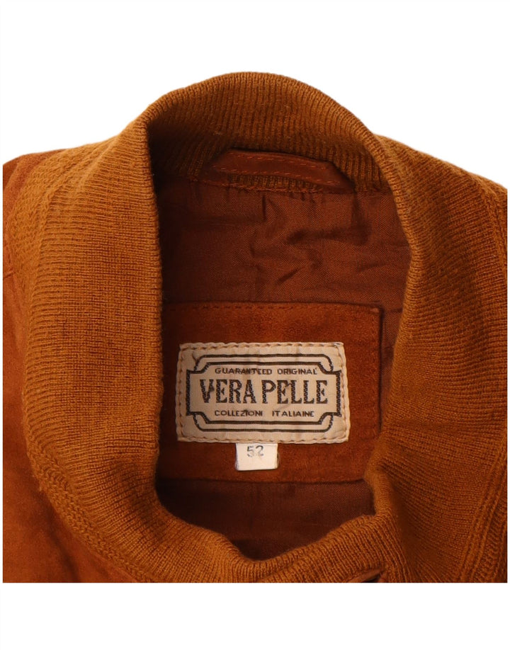 Giubbotto bomber da uomo in pelle scamosciata VINTAGE IT 52 XL in pelle marrone