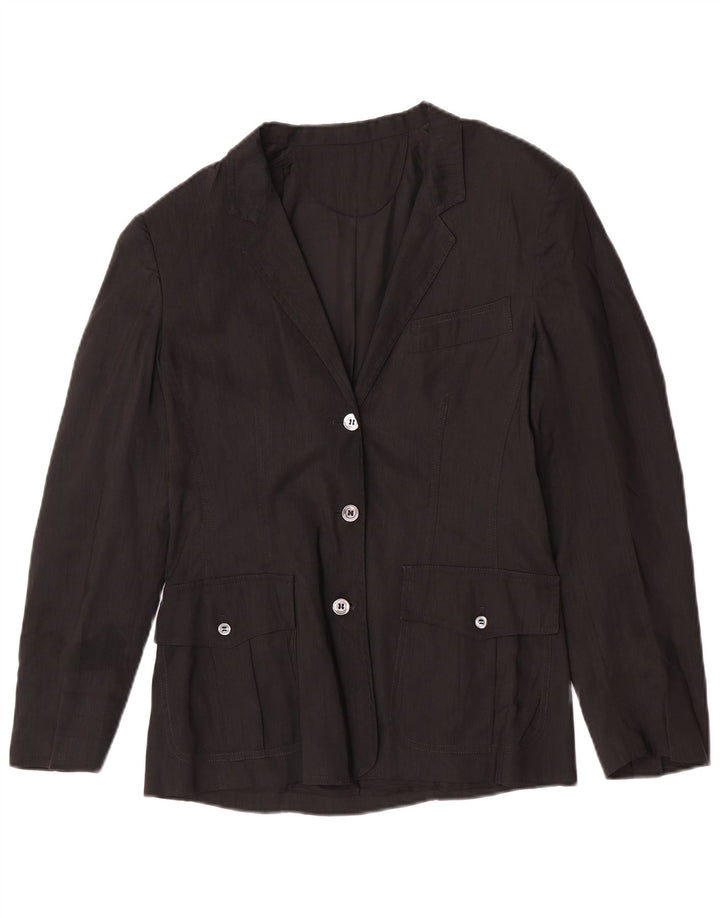 Giacca blazer a 3 bottoni da donna Penny Black UK 12 Lino nero medio