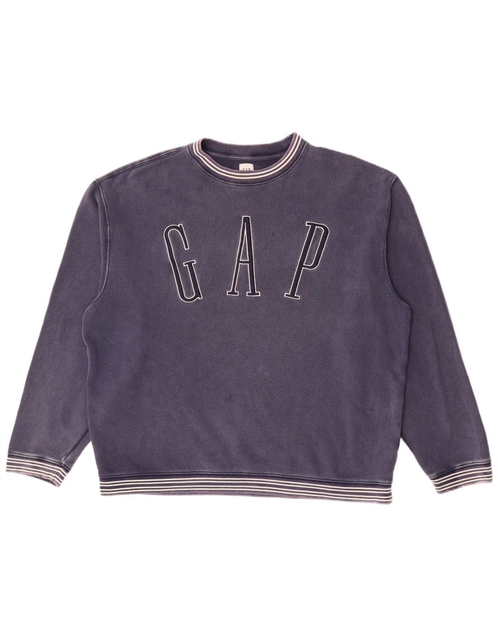 Gap Felpa grafica da uomo Maglione grande cotone a righe blu navy