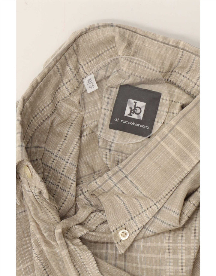 Roccobarocco Camicia a maniche corte da uomo taglia 45 XL Grigio a quadri