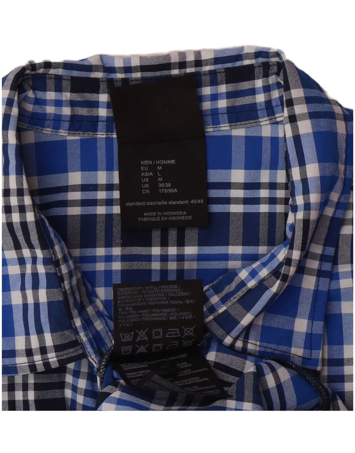 JACK WOLFSKIN Camicia a maniche corte da uomo UK 36/38 Poliammide a quadri piccoli blu