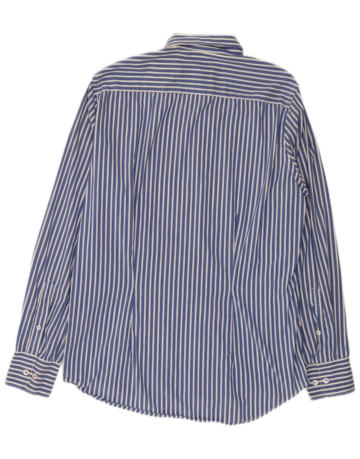 Camicia da uomo slim fit Fred Perry in cotone a righe blu medio