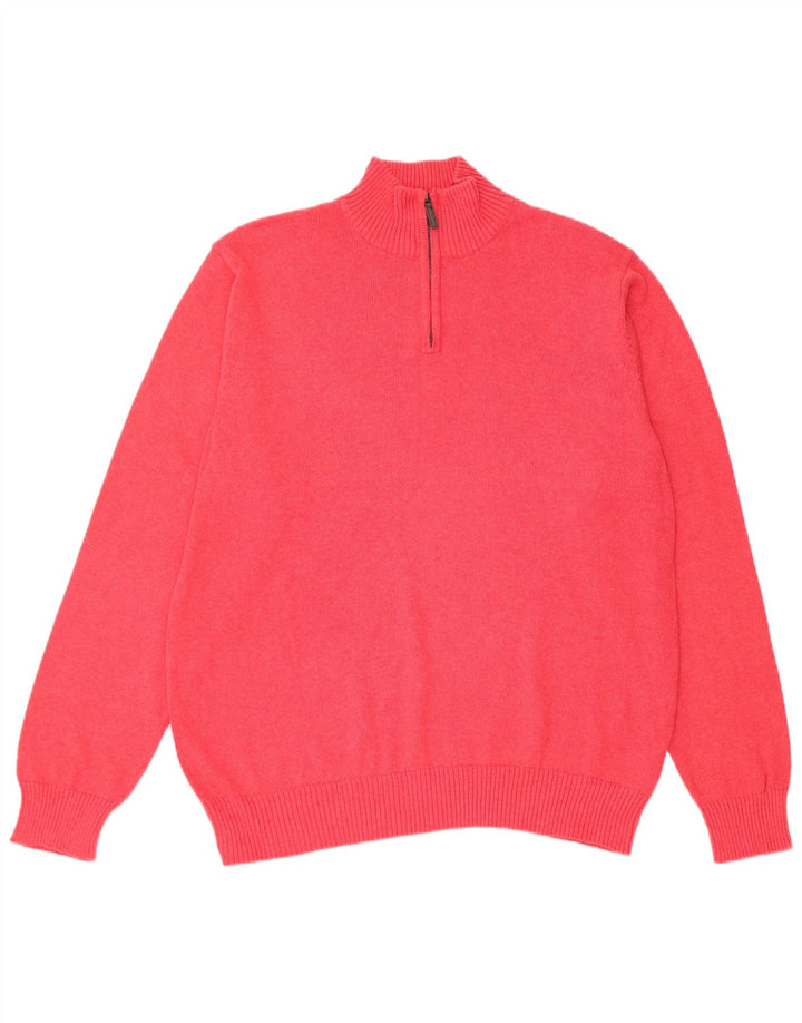Maglione da uomo Marks & Spencer vestibilità regolare con zip e collo grande in cotone rosso