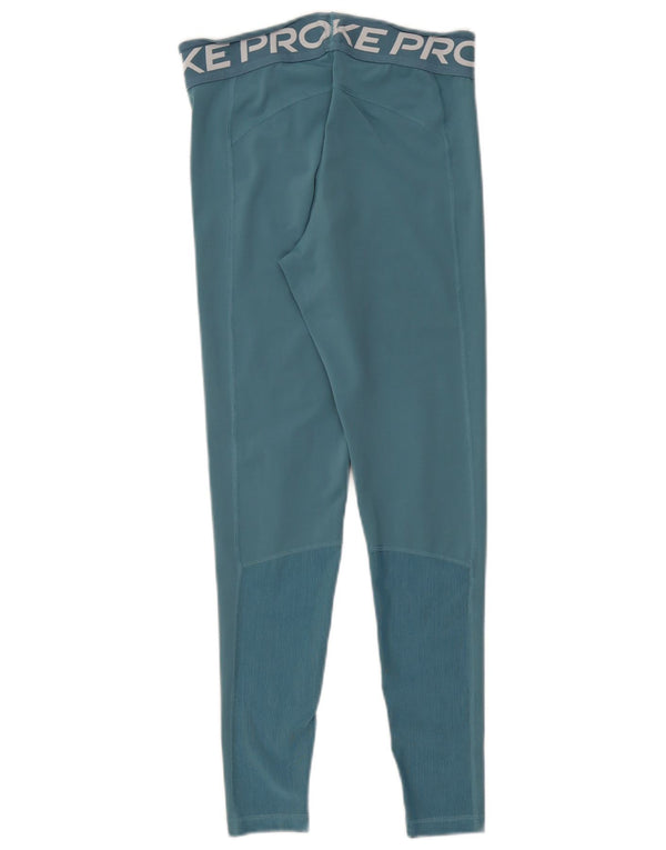 Nike Womens Dri Fit Graphic Leggings UK 12 Medium Turquoise Polyester
