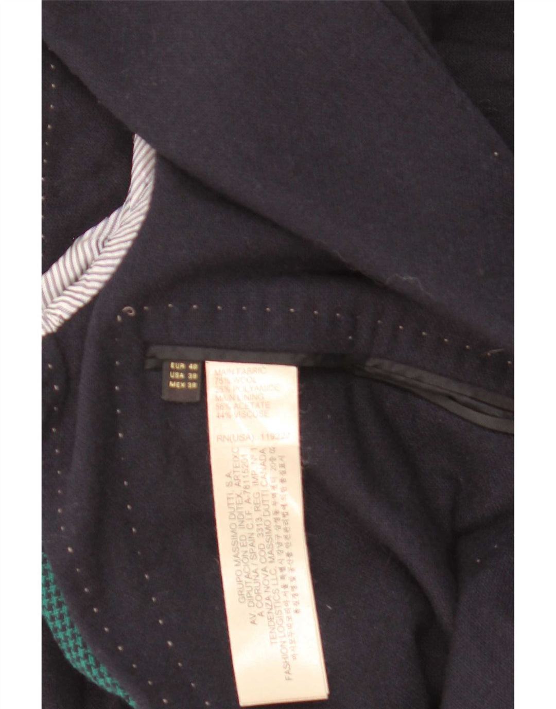 Giacca blazer da uomo a 2 bottoni Massimo Dutti EU 48 media lana blu navy