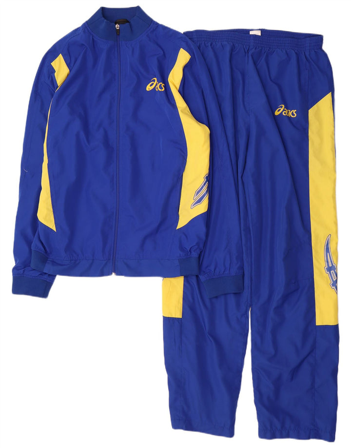 Tuta intera Asics da uomo con grafica, grande, in poliestere color block blu