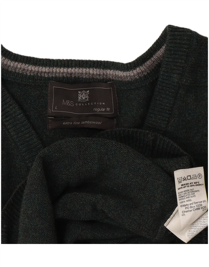 Maglione oversize con scollo a V da donna Marks & Spencer UK 16 grande verde